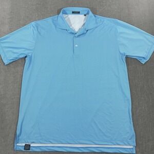Turtleson Mens XL Blue Micro Dot Short Sleeve Performance Golf Polo Shirt